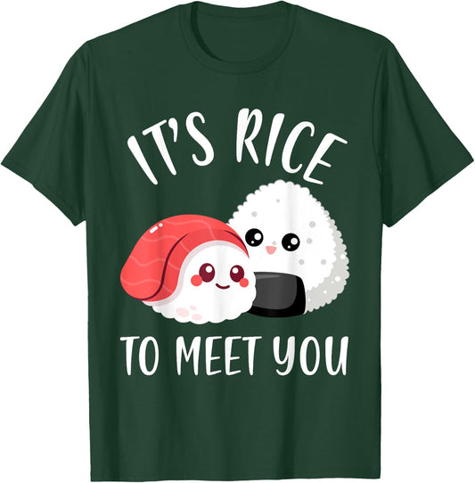 It’s rice to meet you Funny Japanese Food Cute Onigiri lover T-Shirt - T-Shirt | Forest