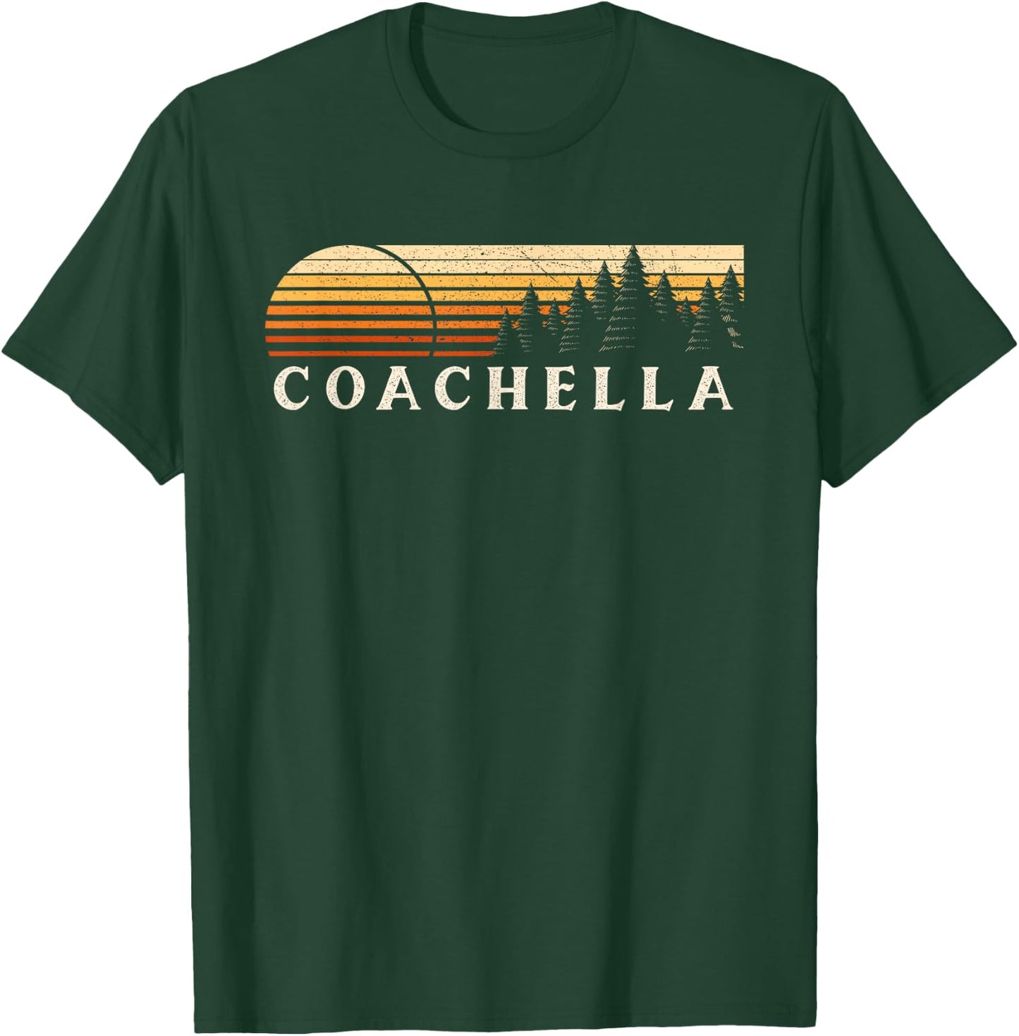 Coachella, CA Vintage Evergreen Sunset Eighties Retro T-Shirt - T-Shirt | Forest