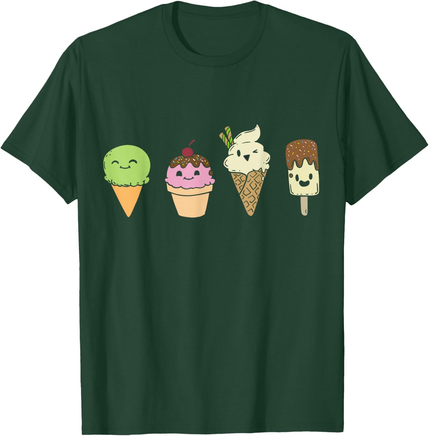 Ice Cream Cones Popsicle Frozen Food Gift T-Shirt - T-Shirt | Forest