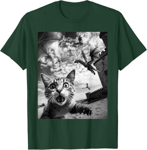Funny Cat Selfie with Dragons T-Shirt - T-Shirt | Forest