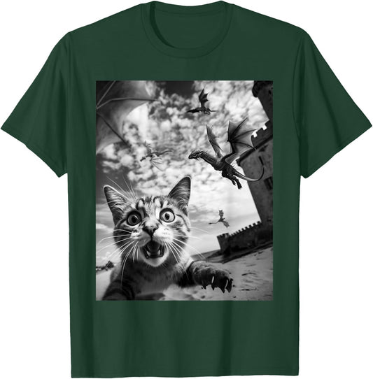 Funny Cat Selfie with Dragons T-Shirt - T-Shirt | Forest