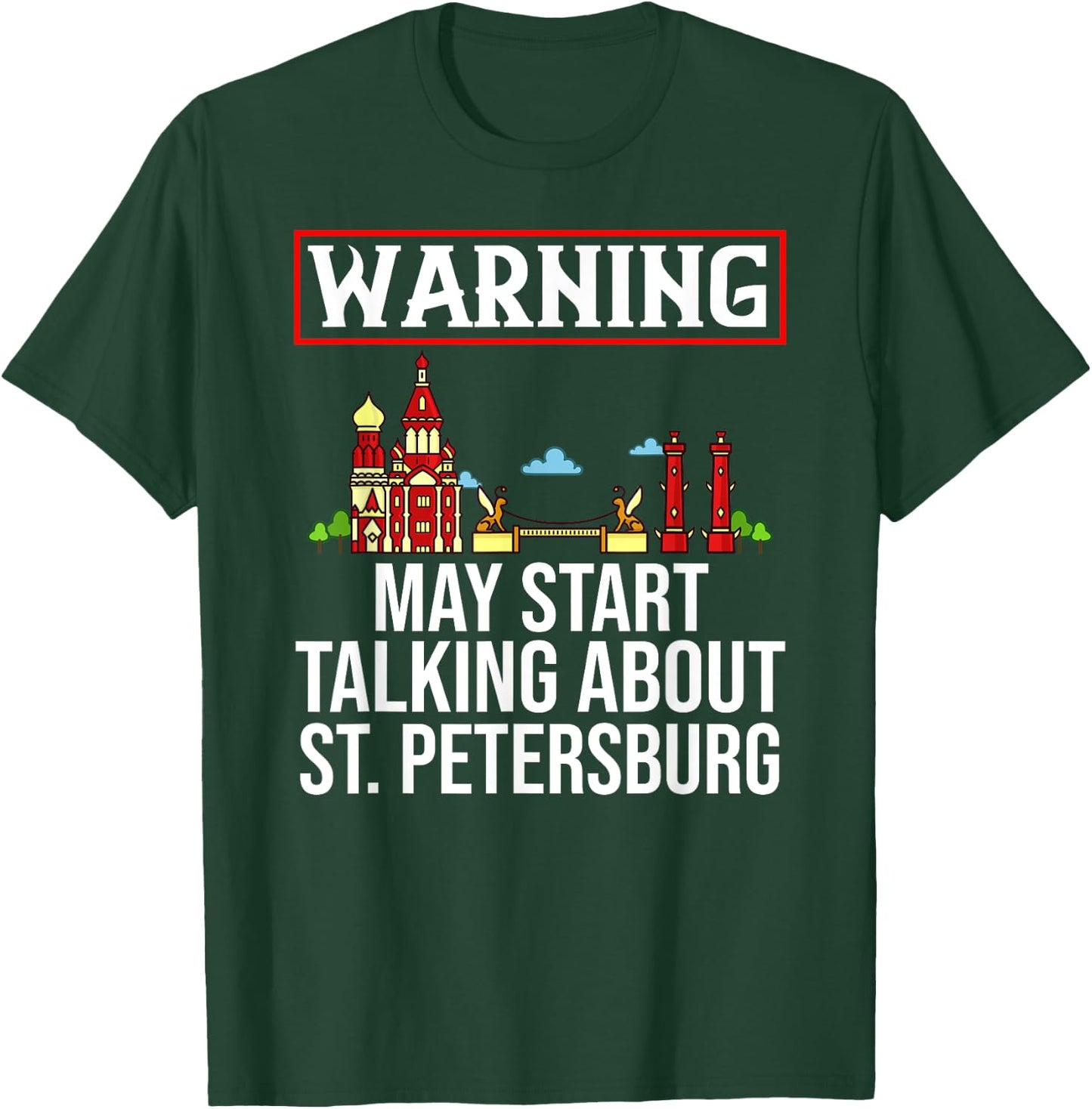 St. Petersburg Russia City Skyline Map Travel T-Shirt - T-Shirt | Forest