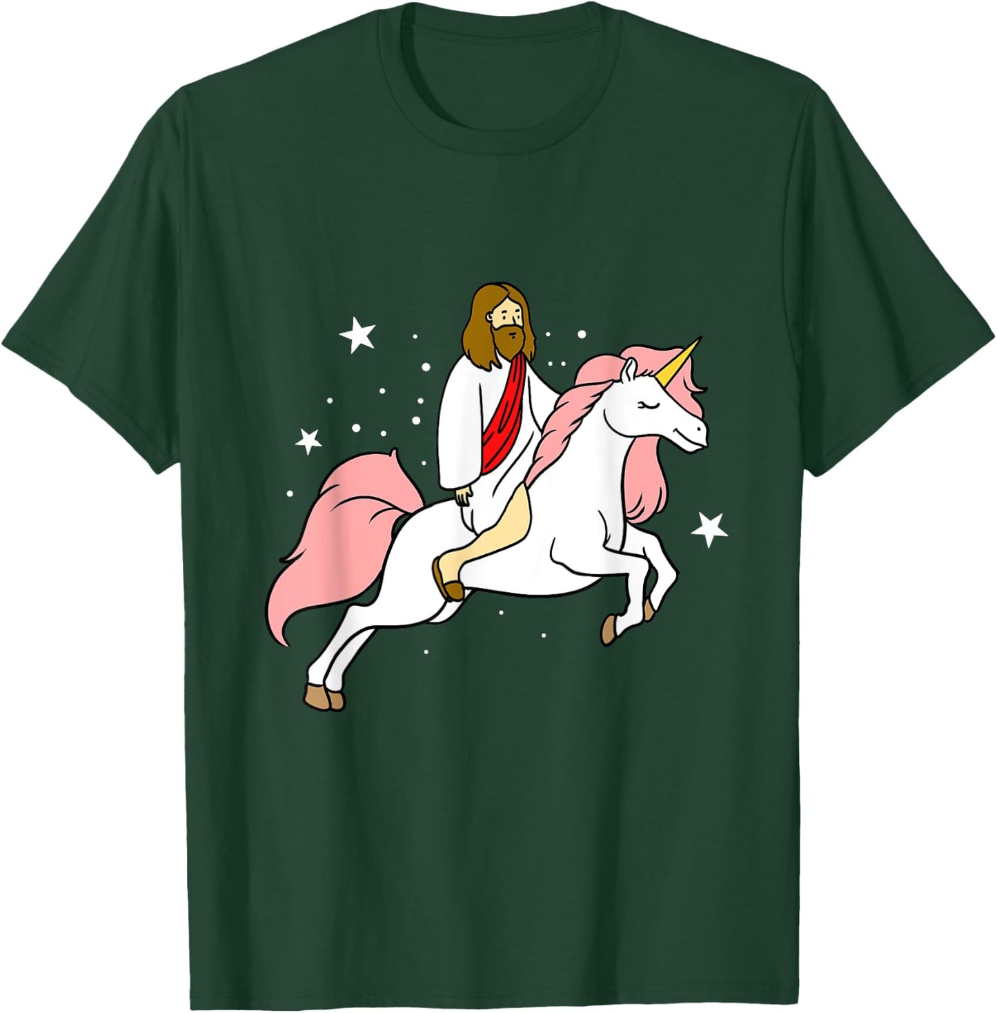 Jesus Riding Unicorn T-Shirt - T-Shirt | Forest