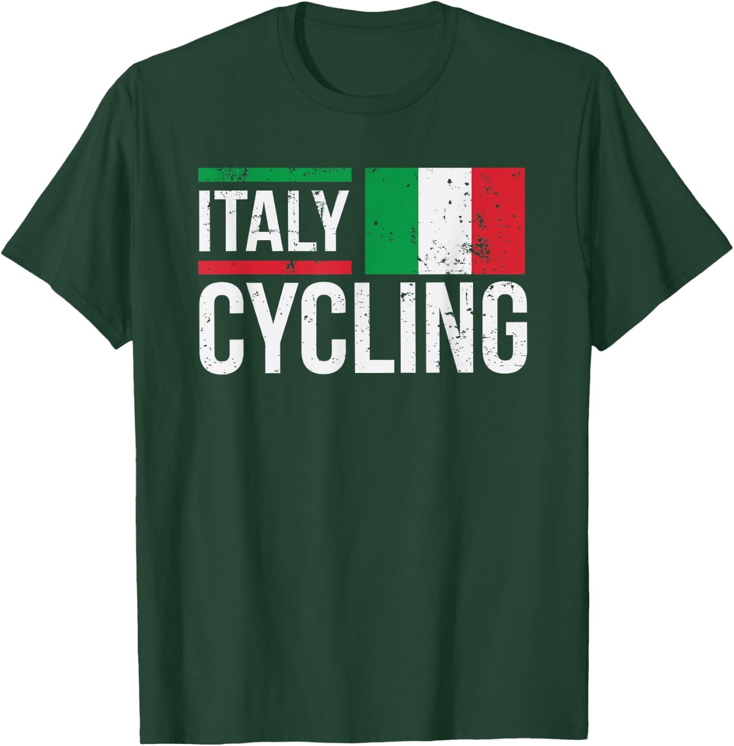 Italy Cycling Cyclist Bike Riding Racing Italian Flag T-Shirt - T-Shirt | Forest