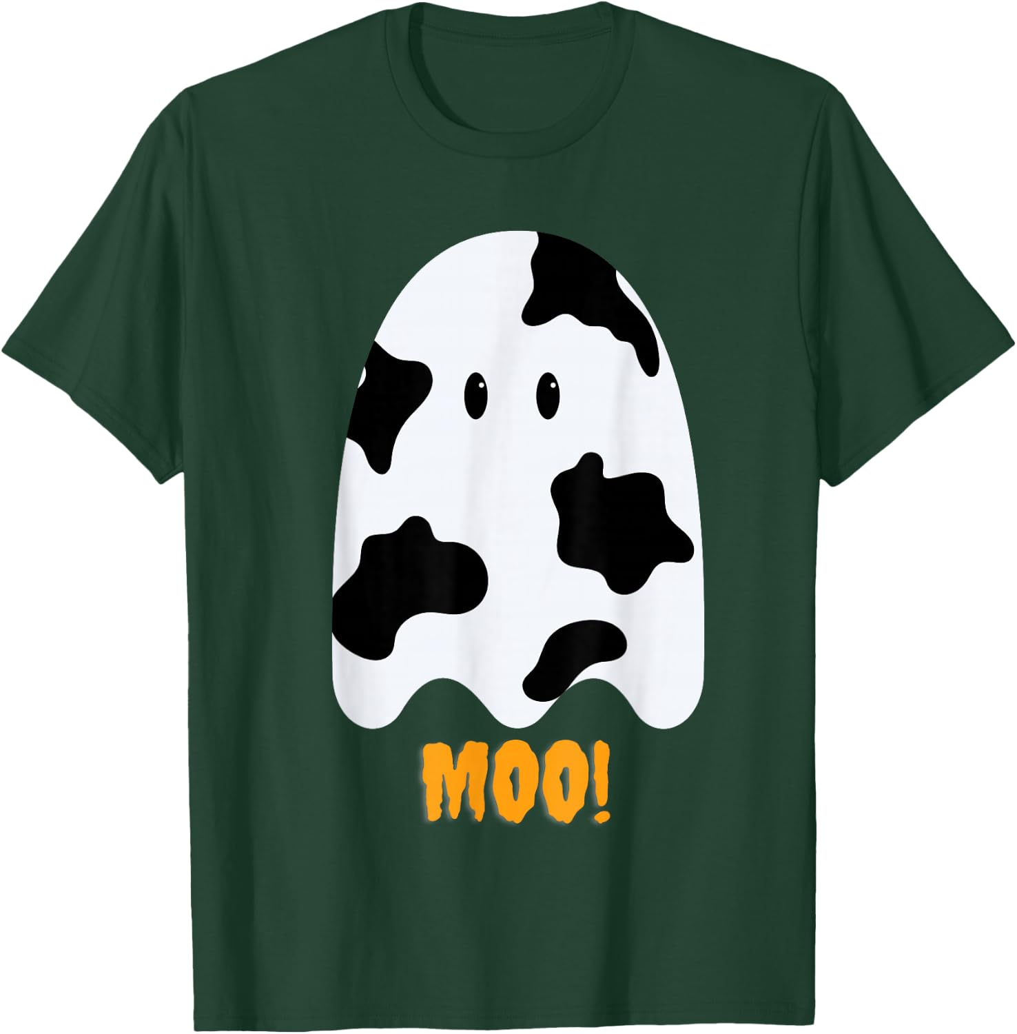 Moo! Cute Funny Cow Print Ghost Halloween T-Shirt - T-Shirt | Forest