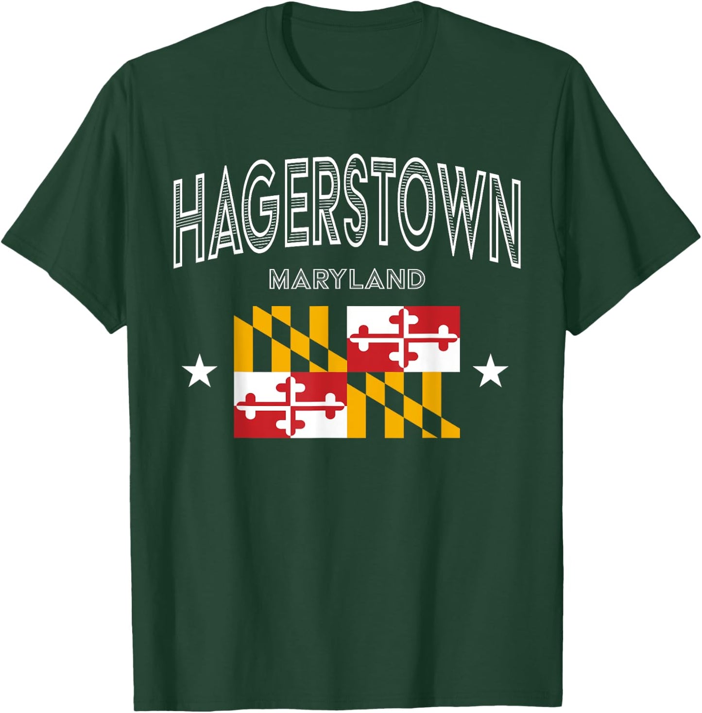 Retro Hagerstown Maryland MD Flag Sport Throwback T-Shirt - T-Shirt | Forest