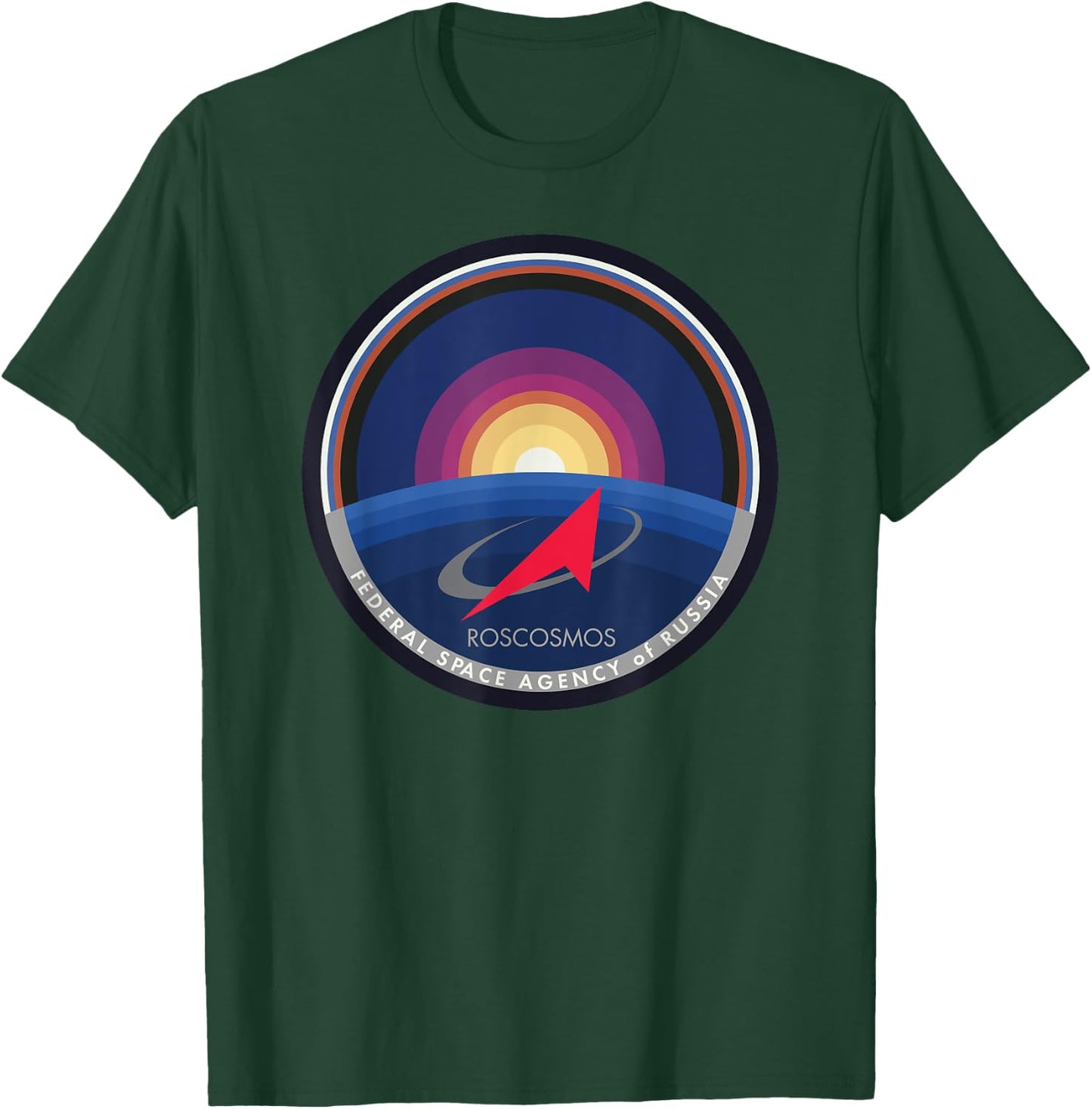 Roskosmos Russia Sputnik Space Russian Authority T-Shirt - T-Shirt | Forest