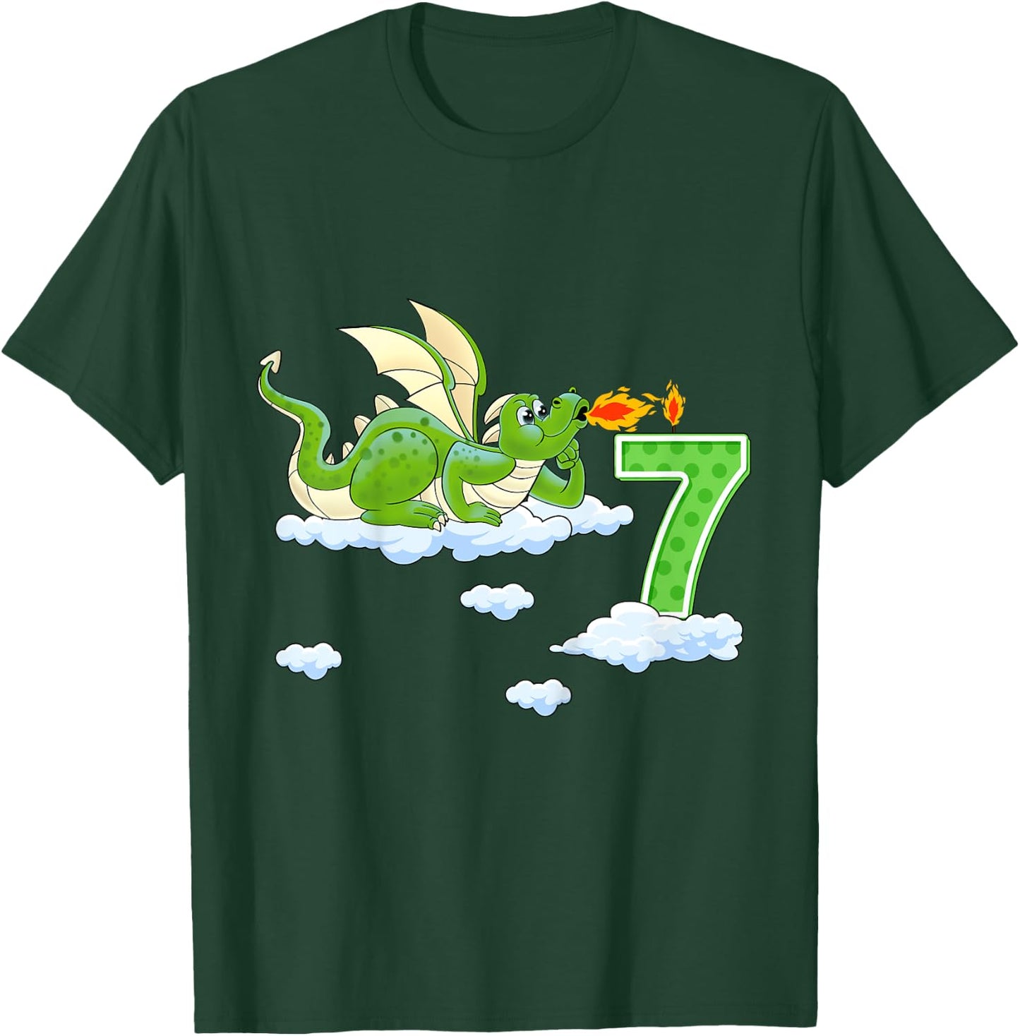 Kids Dragon 7 Year Old Birthday Outfit Boy Knight 7th Birthday T-Shirt - T-Shirt | Forest