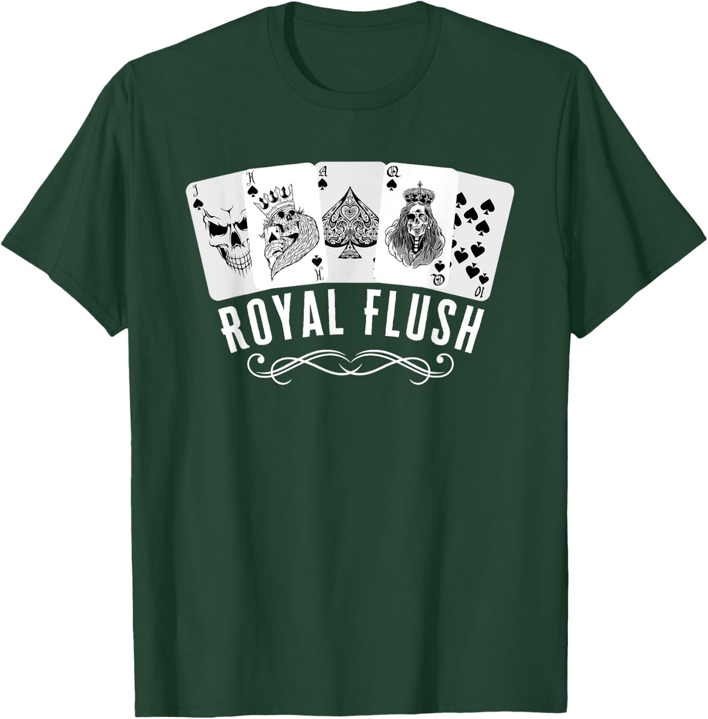 Royal Spade Flush Skeleton King Queen Spades Poker Gift T-Shirt - T-Shirt | Forest