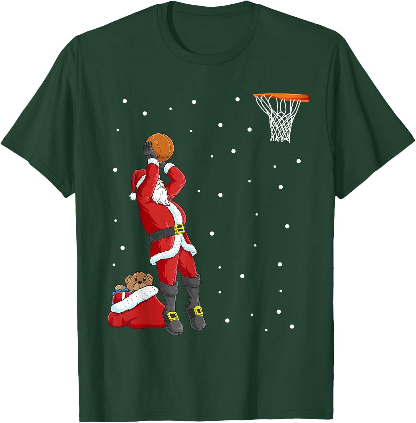 Funny Santa Claus Basketball Christmas Jumper T-Shirt - T-Shirt | Forest