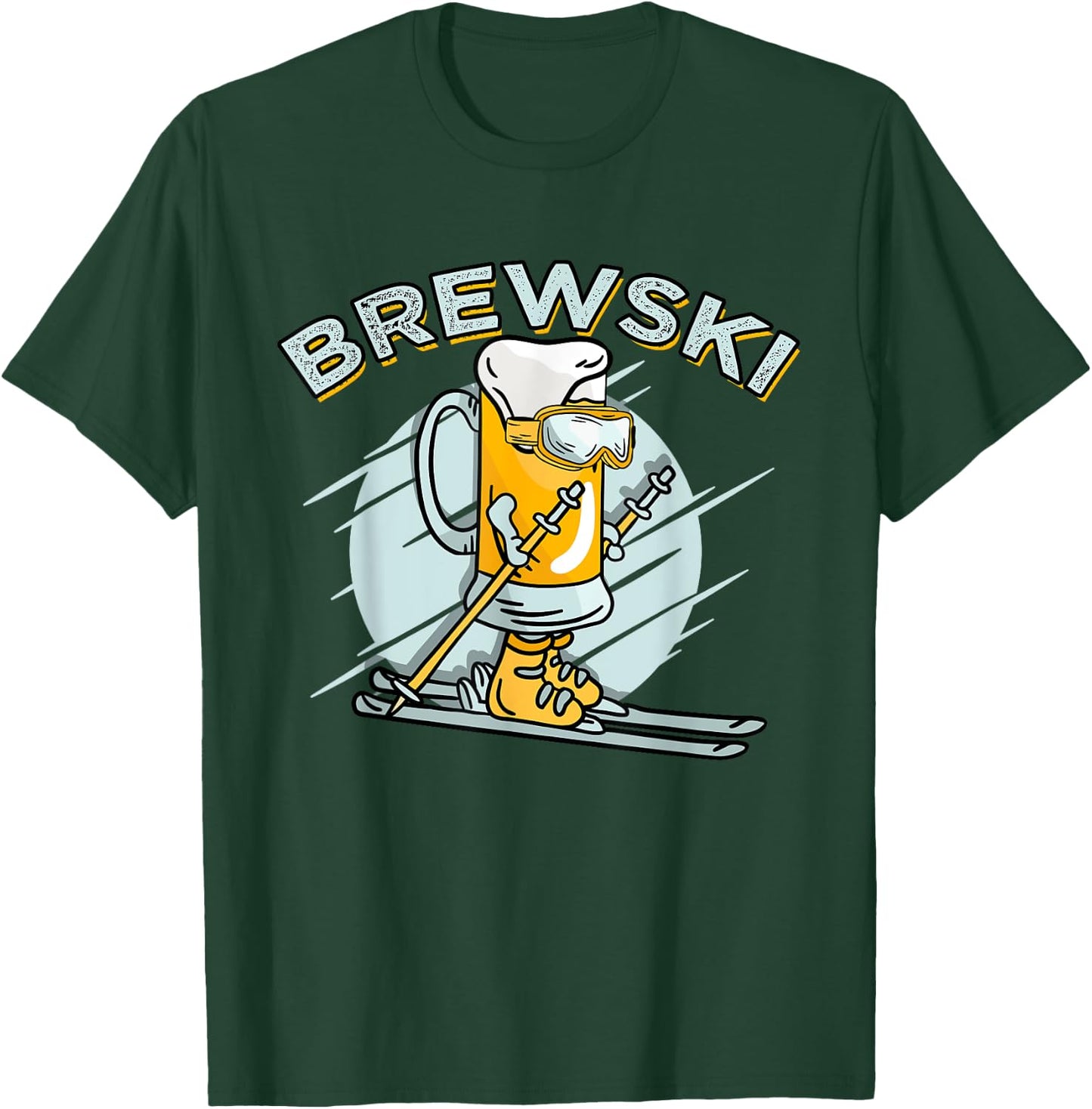 Brewski - Skiing Beer for Winter Sport T-Shirt - T-Shirt | Forest