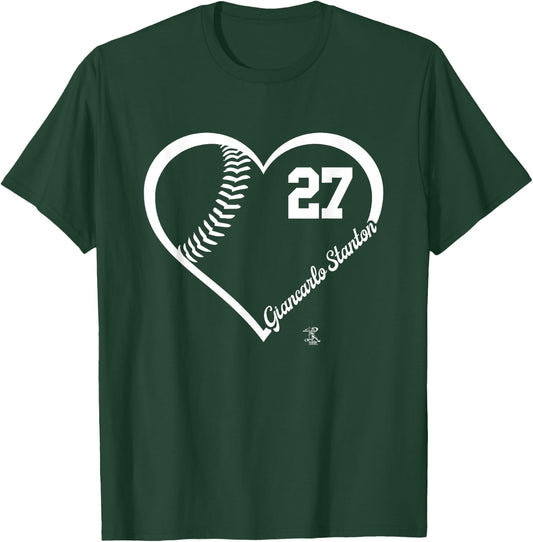 Giancarlo Stanton Player Heart Number New York MLBPA T-Shirt - T-Shirt | Forest
