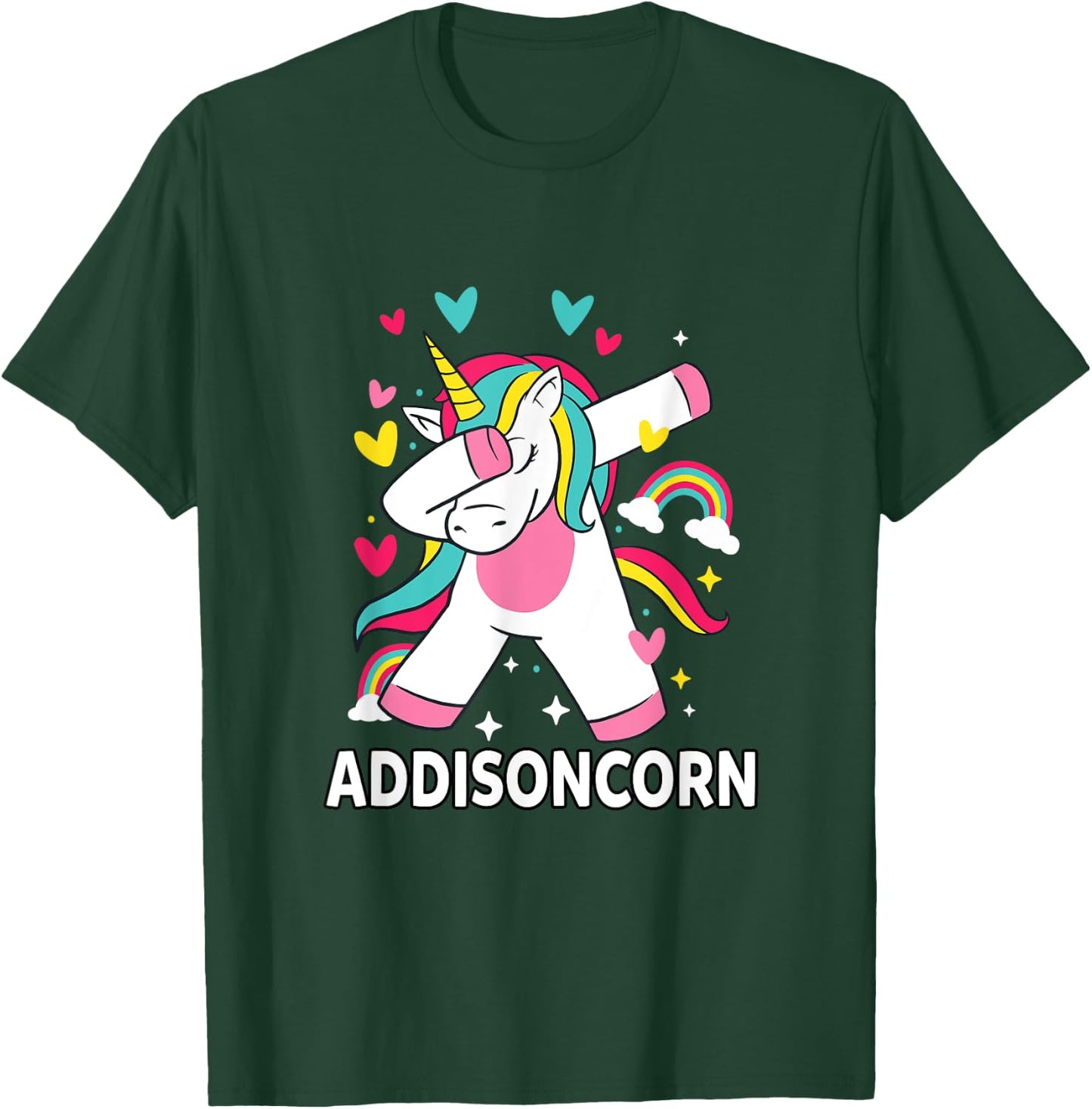 Addisoncorn Personalized Name Dabbing Unicorn Addison T-Shirt - T-Shirt | Forest