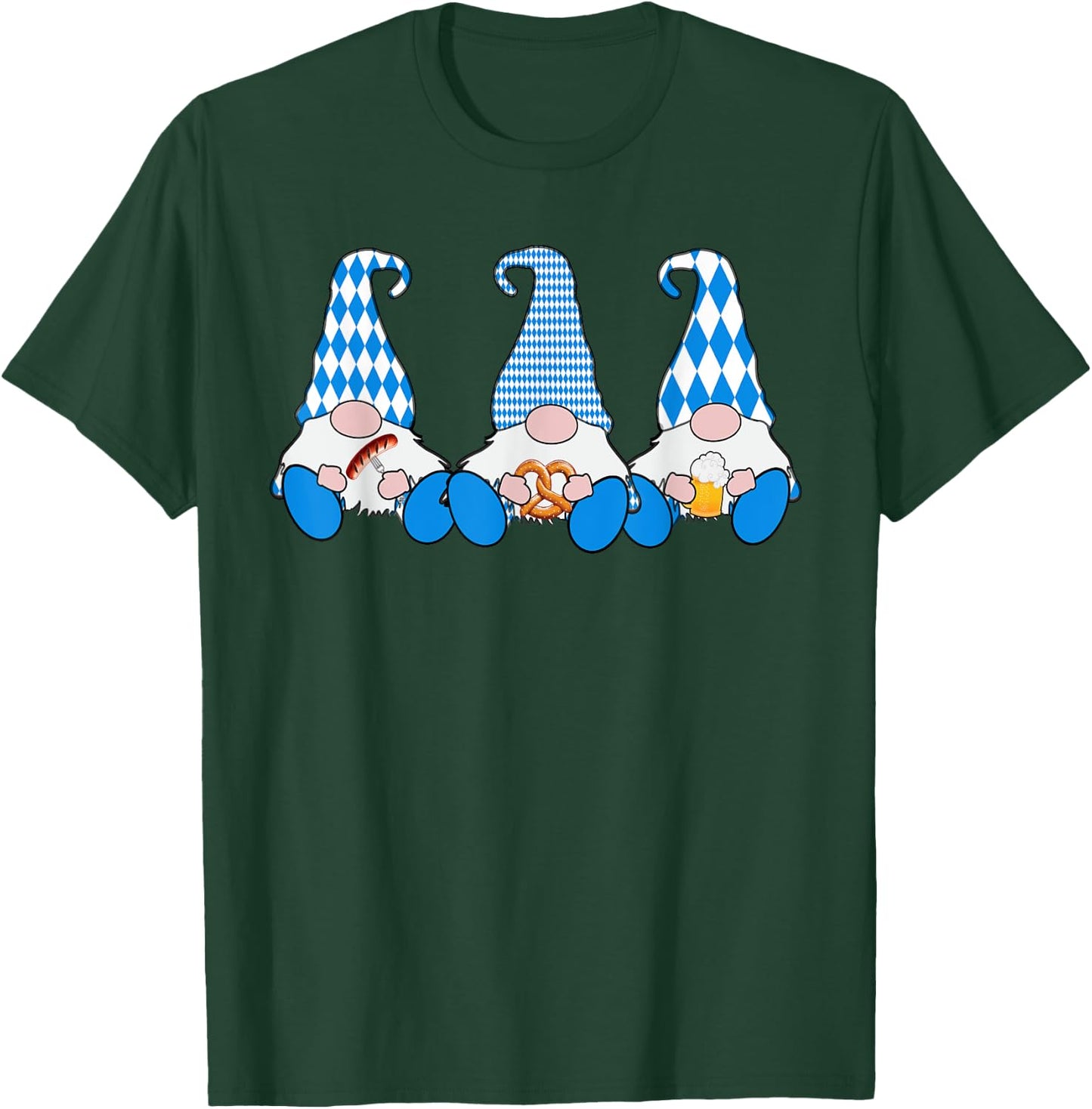 3 Octoberfest Gnomes Bavarian Flag German Gnomes T-Shirt - T-Shirt | Forest