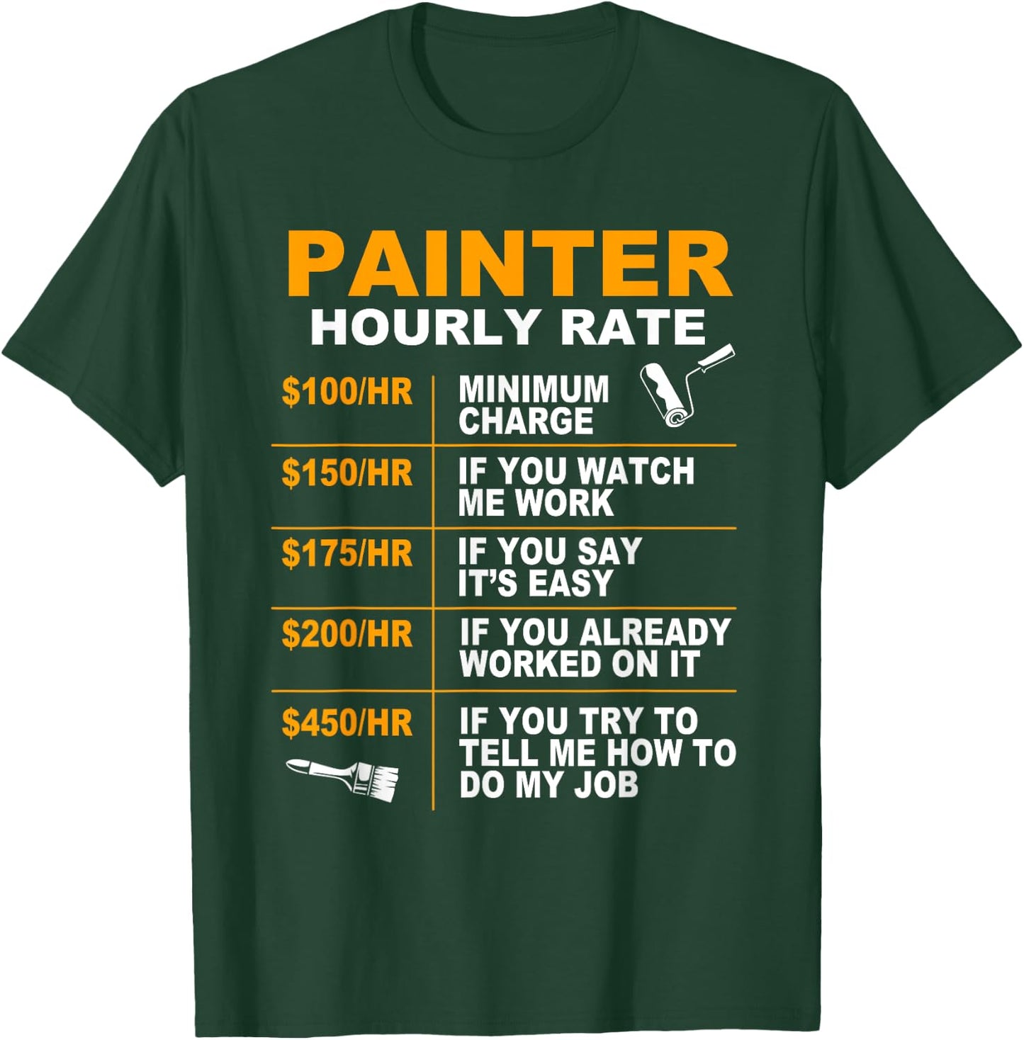 Painter Hourly Rate Artist Funny Painter T-Shirt - T-Shirt | Forest