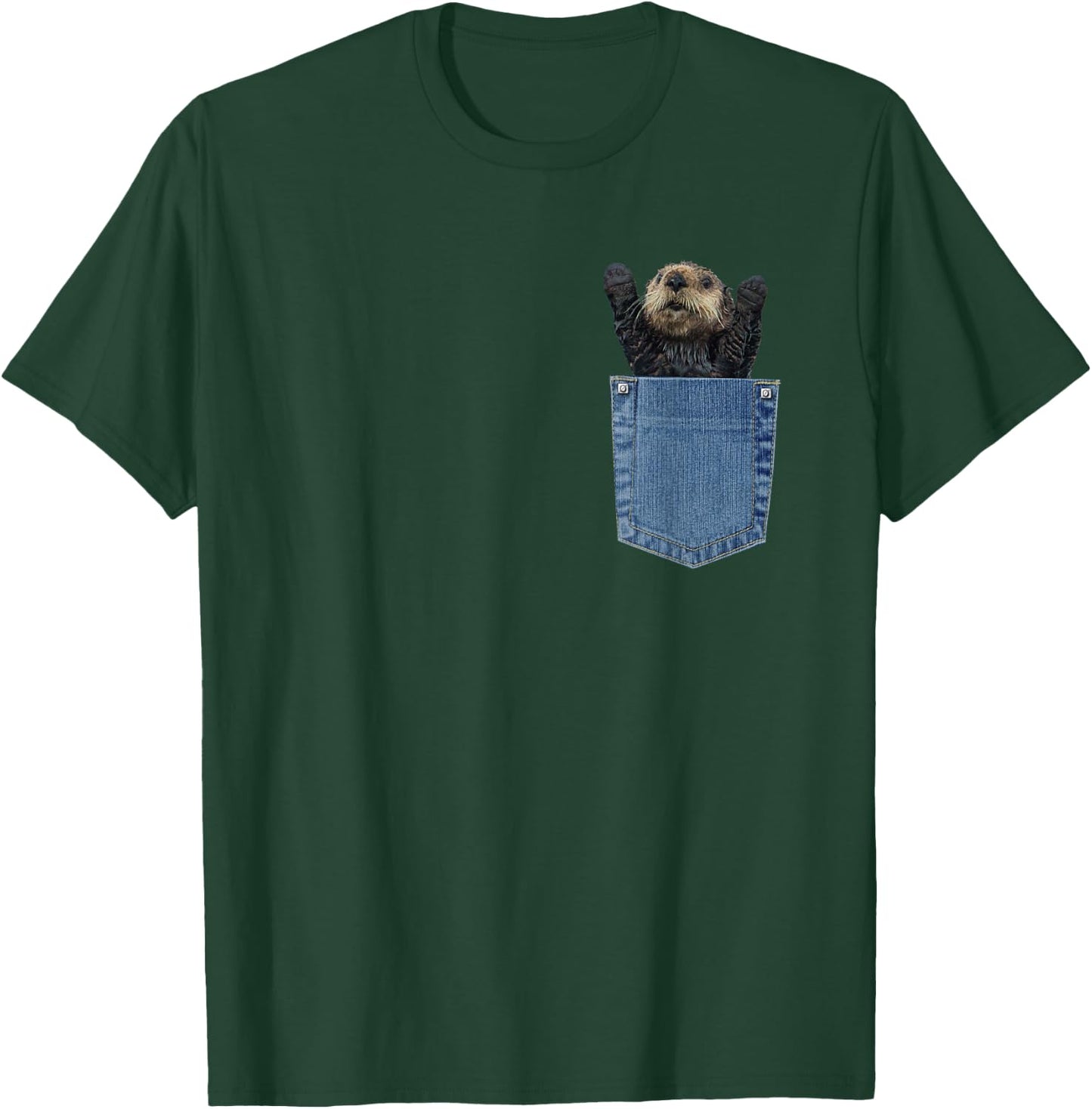 Otter Shirts Funny Adorable Sea Otter in Pocket Otter T-Shirt - T-Shirt | Forest