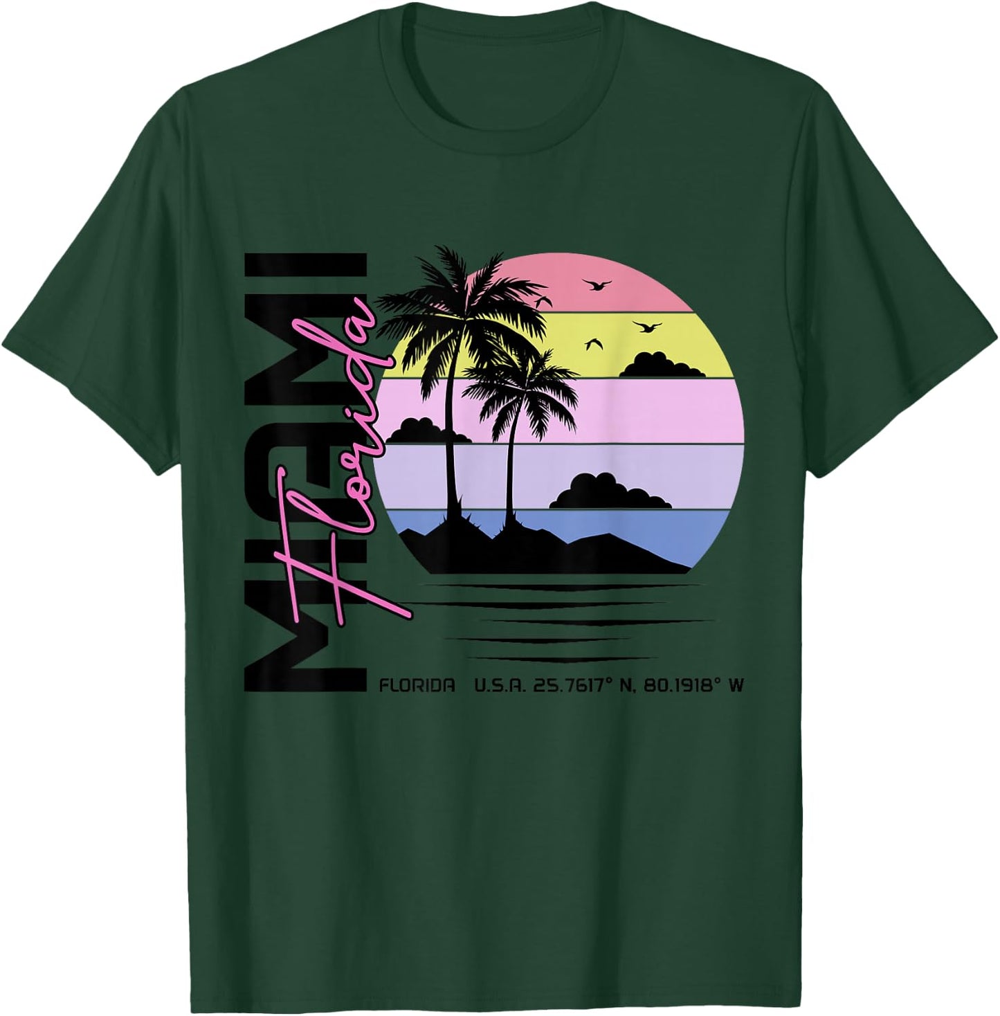 Miami Florida Vintage Retro Pride 305 Area Code Miami FL T-Shirt - T-Shirt | Forest