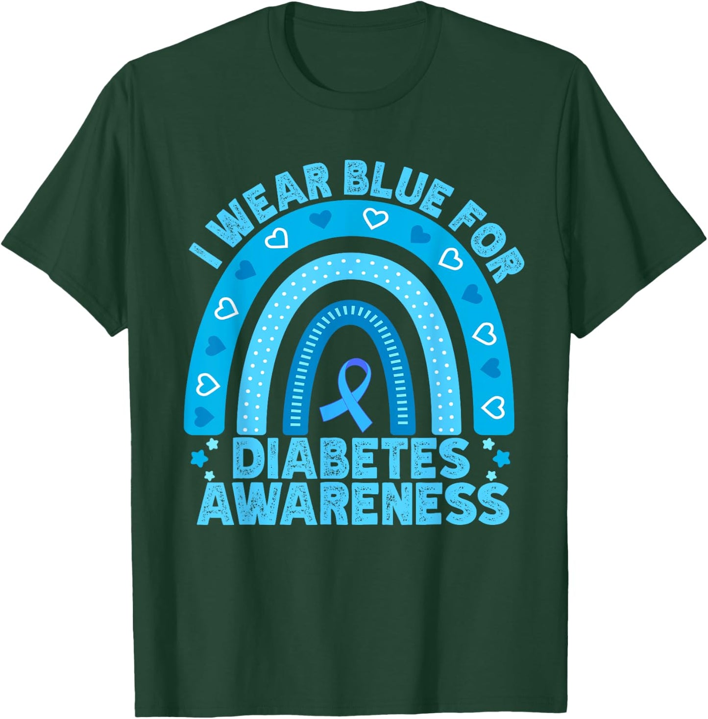 I Wear Blue For Diabetes Awareness Rainbow Diabetic Women T-Shirt - T-Shirt | Forest