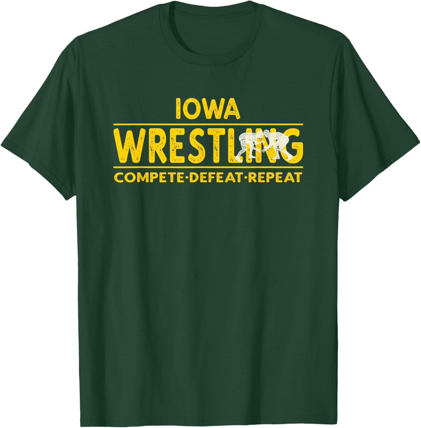 Iowa Wrestling - Compete, Defeat, Repeat T-Shirt - T-Shirt | Forest