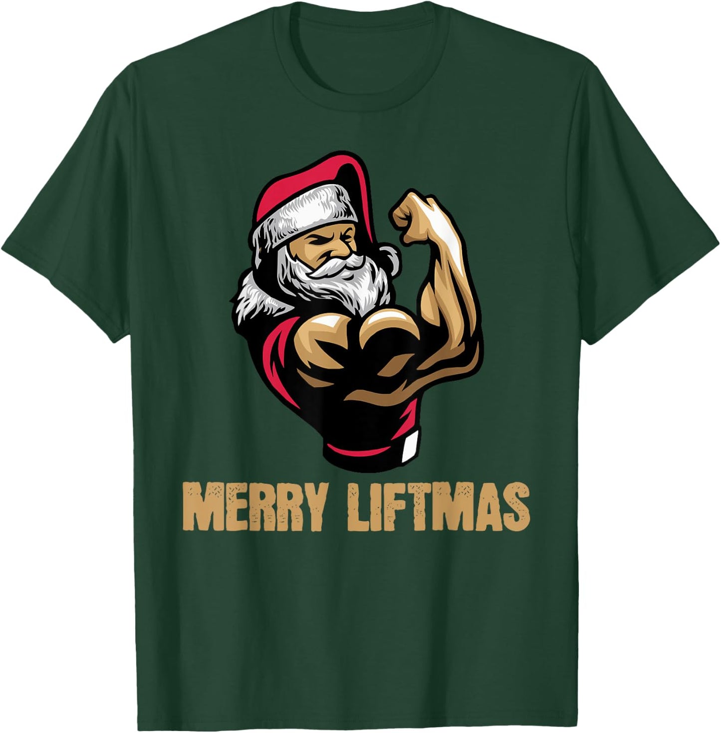 Santa Claus Gym Bodybuilding Fitness Merry Liftmas XMAS T-Shirt - T-Shirt | Forest