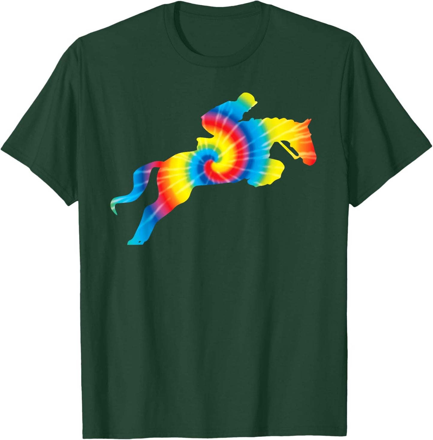 Tie Dye English Hunter Jumper Girl Riding Horse Gift T-Shirt - T-Shirt | Forest