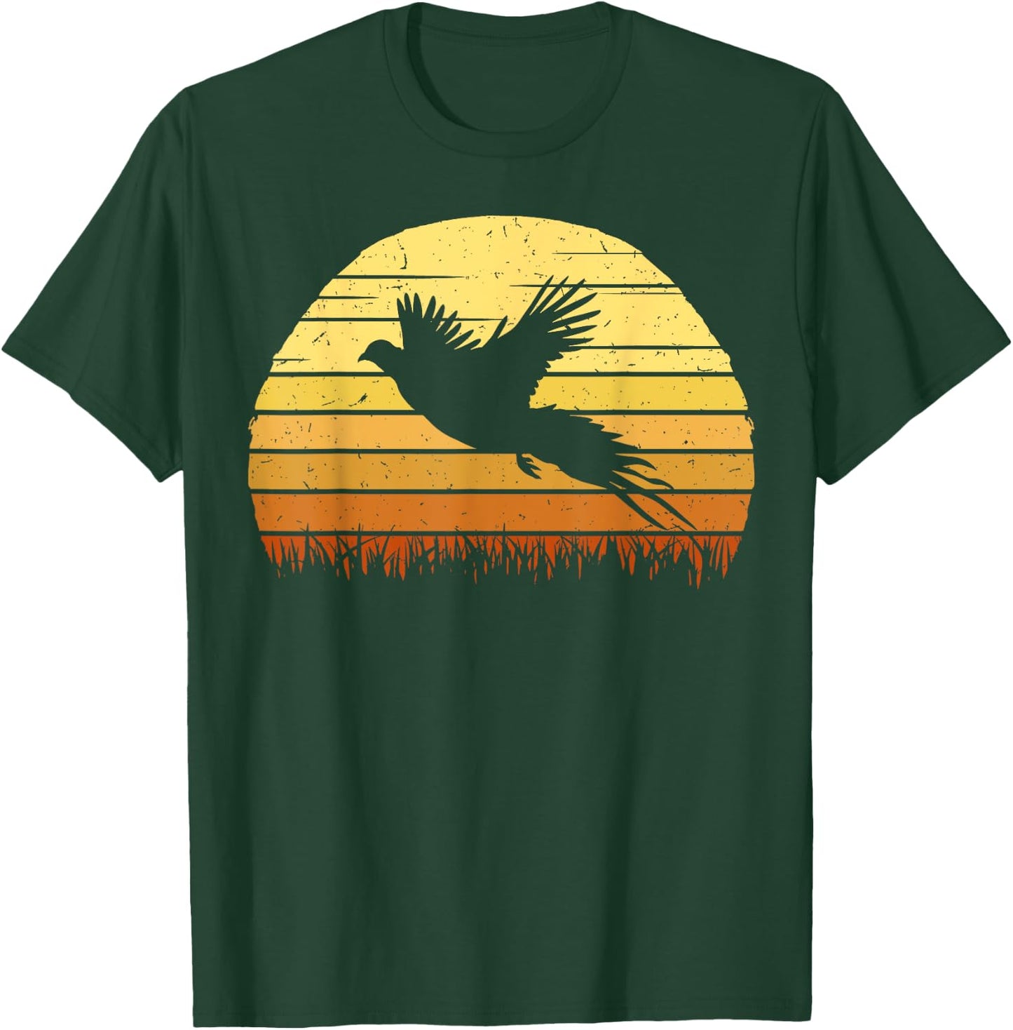 Pheasant Hunting Retro Hunter Flying Bird Shooting Gift T-Shirt - T-Shirt | Forest