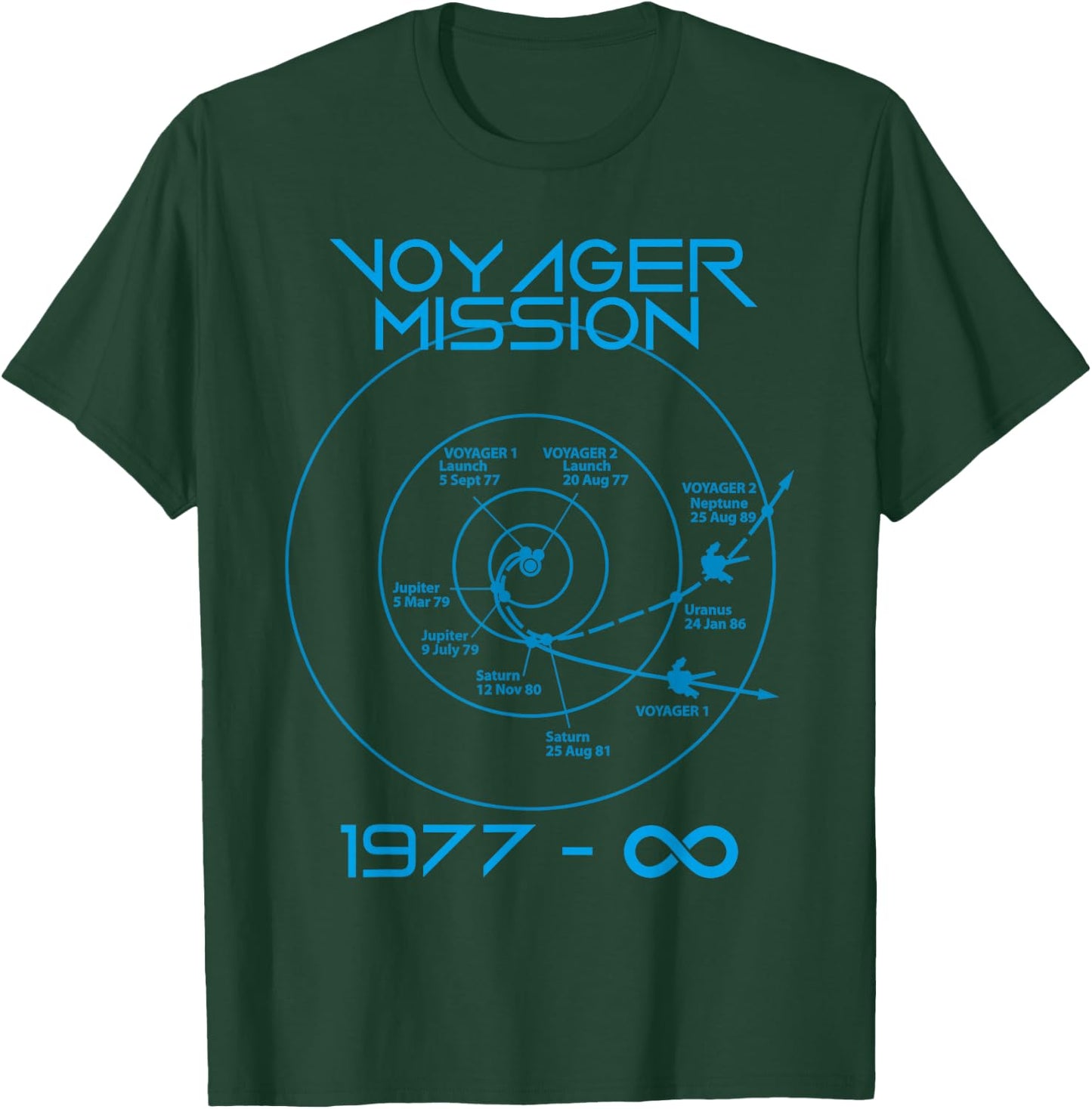 Voyager 1 2 Probes Outer Space Exploration Trajectory T-Shirt - T-Shirt | Forest