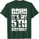 Kids Bruh It's My 5th Birthday Party Shark Lover Boys Bday T-Shirt - T-Shirt | Forest