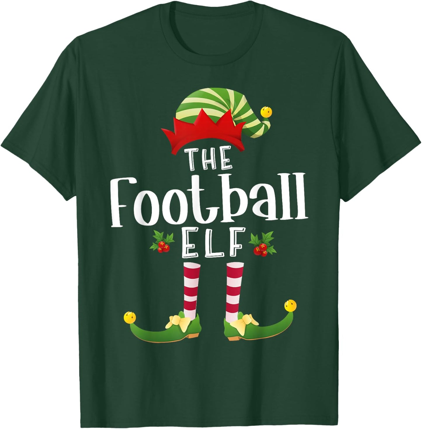 Football Christmas Elf Matching Pajama X-Mas Party T-Shirt - T-Shirt | Forest