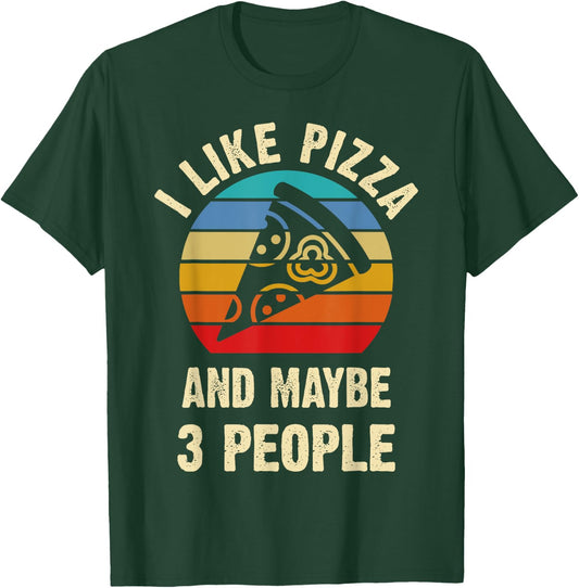 I like Pizza and maybe 3 people funny vintage theme gift T-Shirt - T-Shirt | Forest