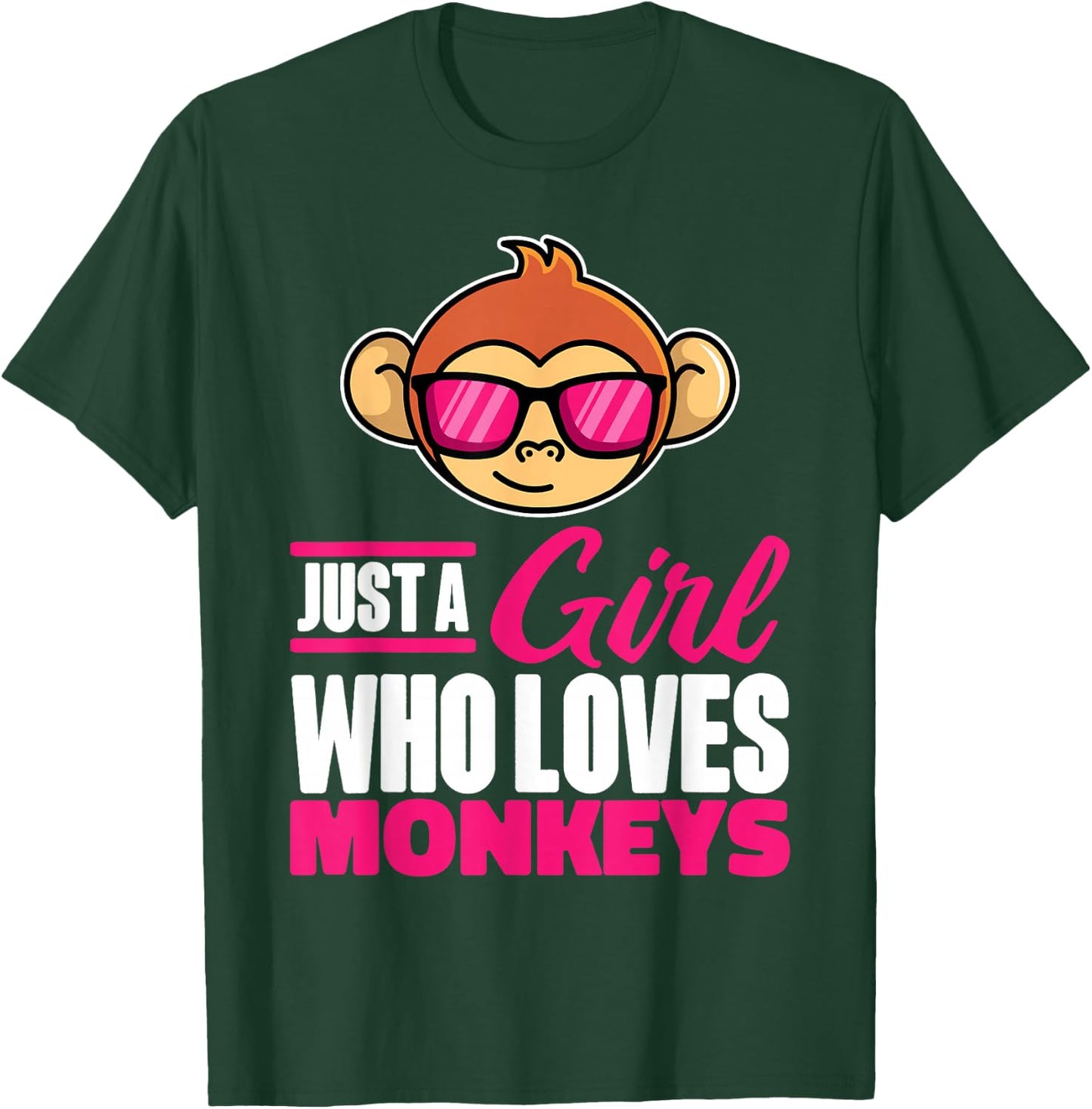 Just A Girl Who Loves Monkeys With Sunglasses For Kids T-Shirt - T-Shirt | Forest
