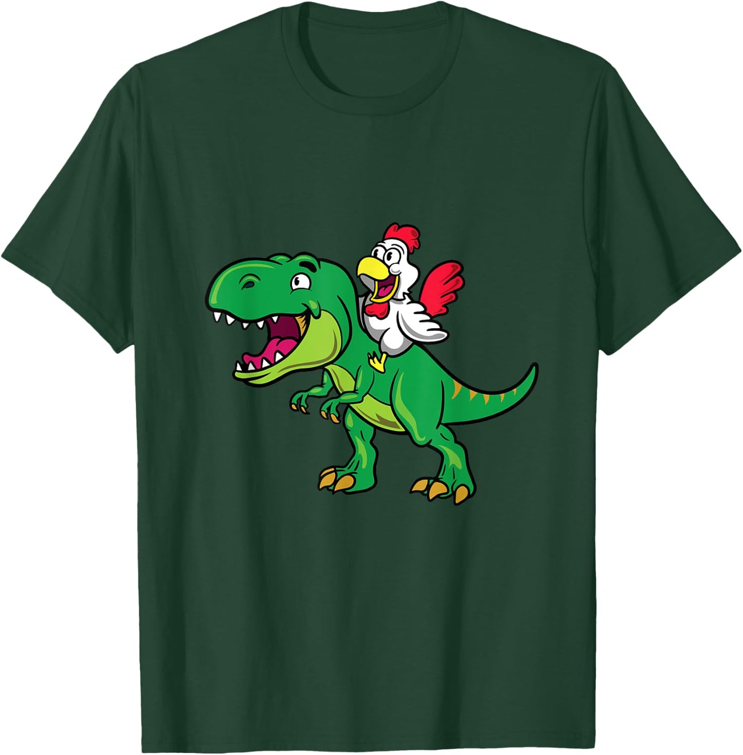 Chicken Lovers Gift Chicken Riding a Dinosaur for Kids T-Shirt - T-Shirt | Forest