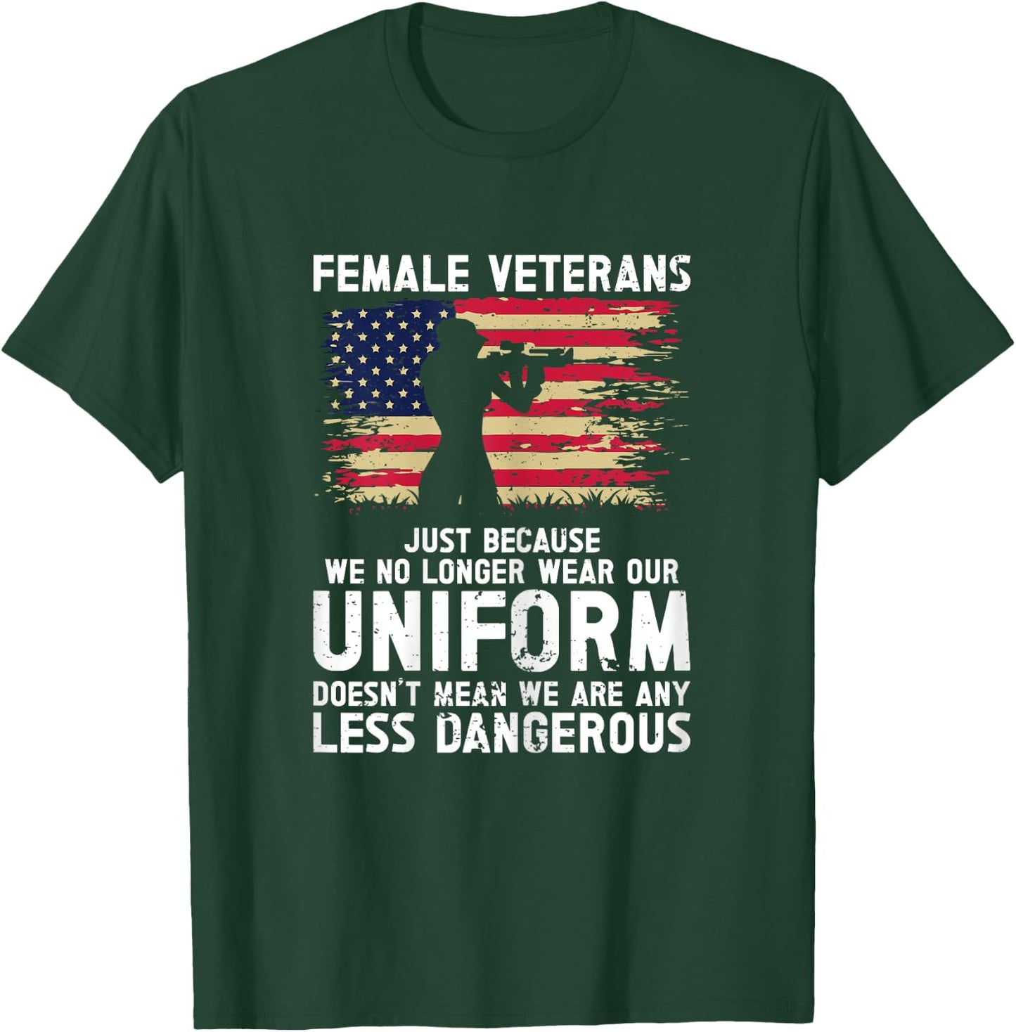 Veteran Women Female Soldier Veterans Day Patriotic USA T-Shirt - T-Shirt | Forest