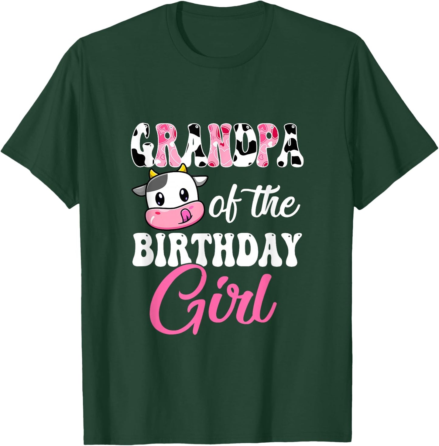Grandpa Of The Birthday Girl Farm Cow 1St Birthday Girl T-Shirt - T-Shirt | Forest
