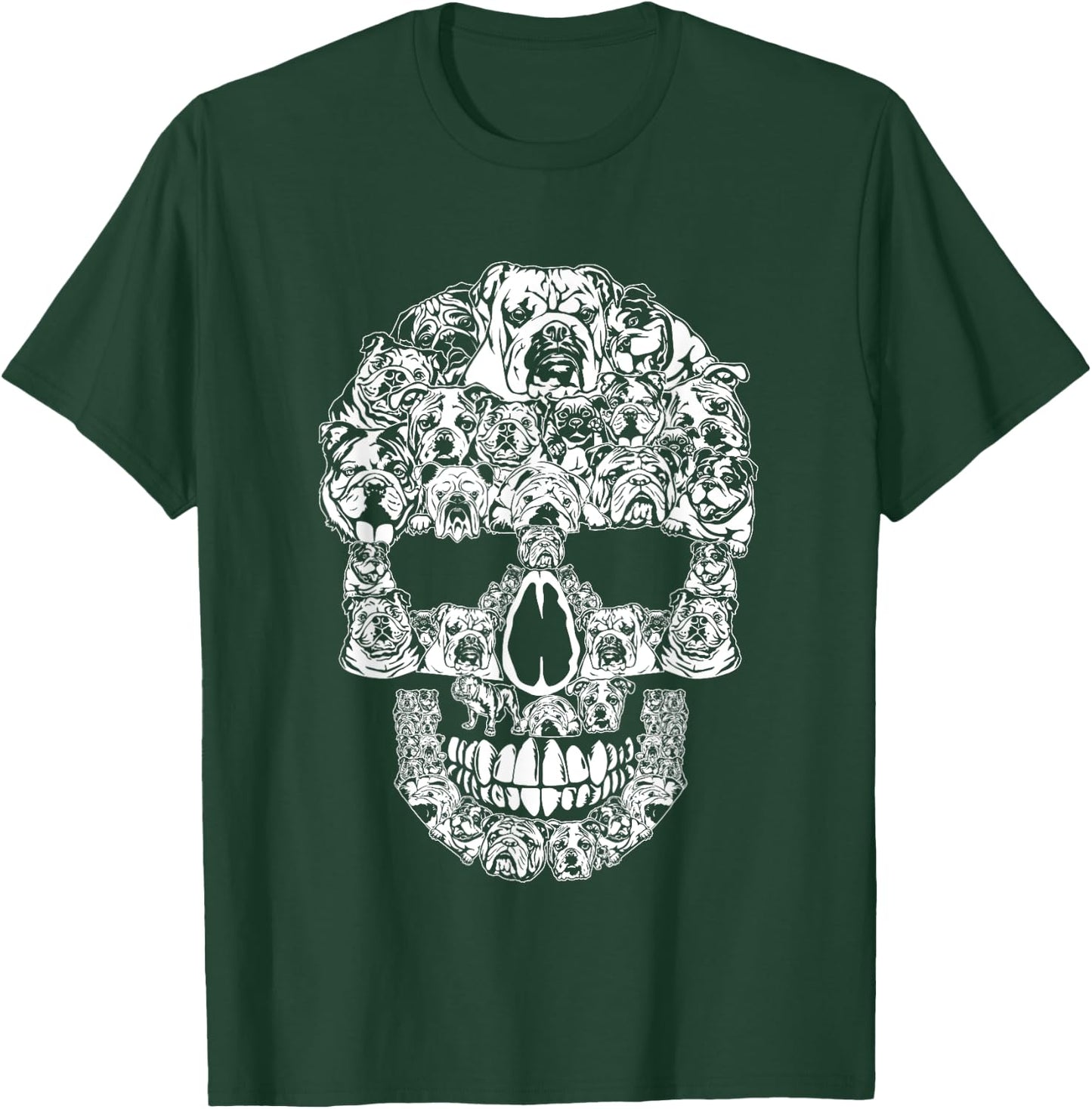 Funny Halloween English Bulldog Skull Dog Lover Costume Men Women T-Shirt - T-Shirt | Forest