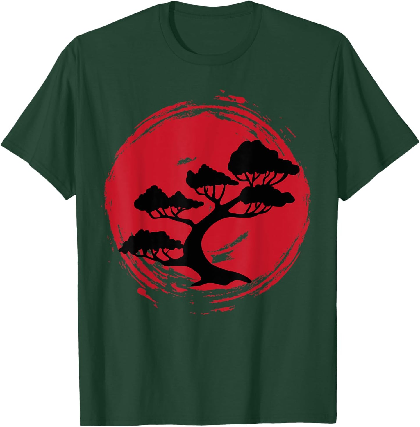 BONSAI TREE Japanese Enso Calligraphy Circle T-Shirt - T-Shirt | Forest