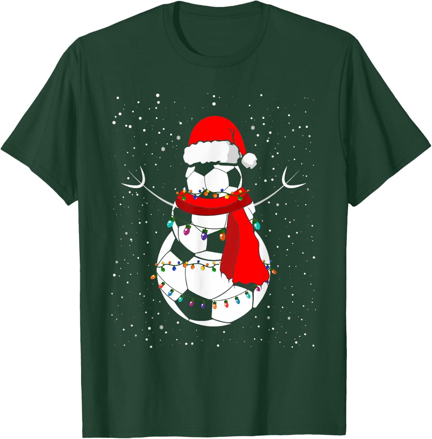 Funny Christmas Soccer Balls Santa Snowman Holiday Xmas 2023 T-Shirt - T-Shirt | Forest