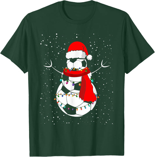 Funny Christmas Soccer Balls Santa Snowman Holiday Xmas 2023 T-Shirt - T-Shirt | Forest