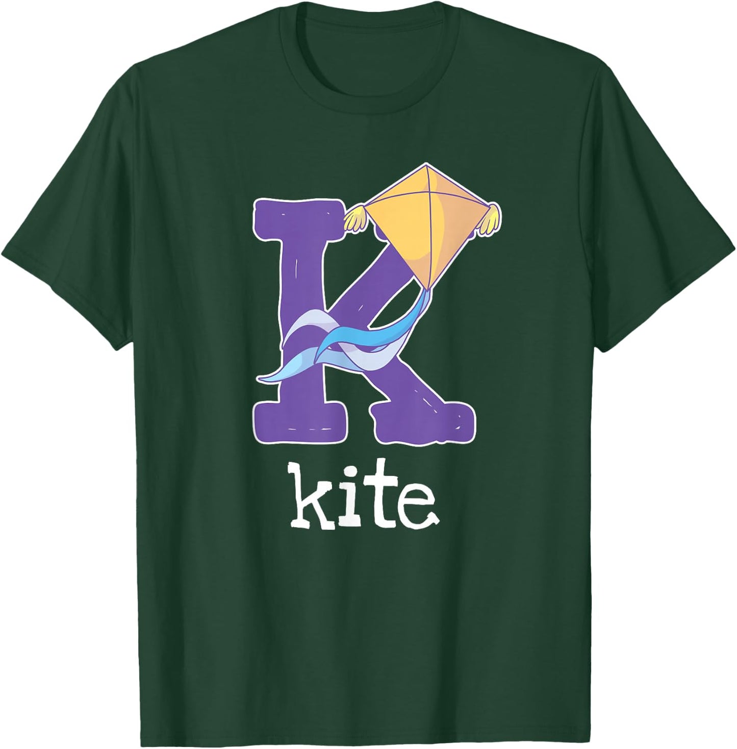 Kite Flying Alphabet Letter Kite Surfing Kids T-Shirt - T-Shirt | Forest
