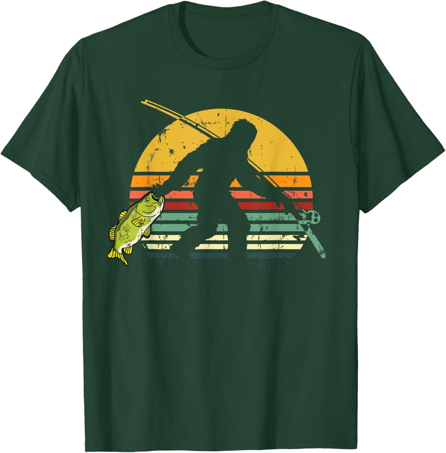 Funny Bass Fish Fishing Sasquatch Gift | Bigfoot Fisherman T-Shirt - T-Shirt | Forest