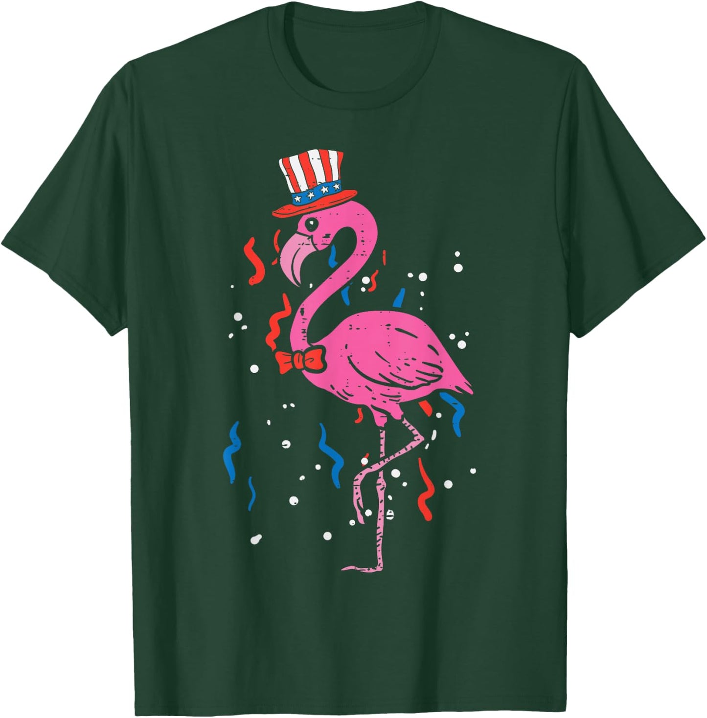 Flamingo American Flag USA 4th Of July Fourth Patriot Animal T-Shirt - T-Shirt | Forest