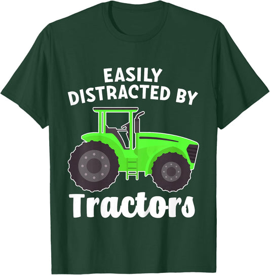 Kids Easily Distracted By Tractors for Boy or Toddler T-Shirt - T-Shirt | Forest