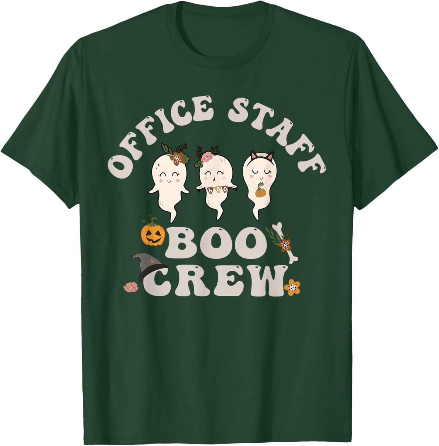 Halloween Office Staff Boo Crew Cute Ghost Fall Office Squad T-Shirt - T-Shirt | Forest