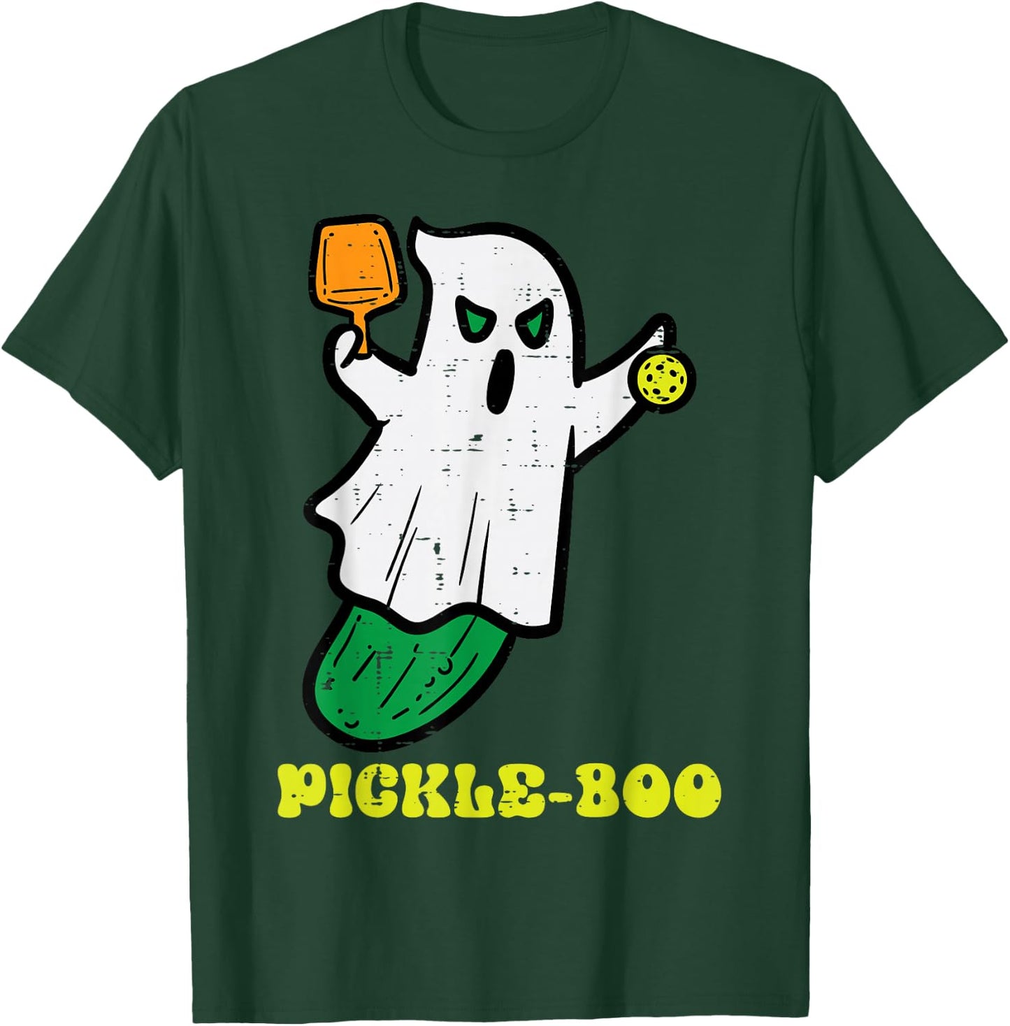 Halloween Pickleball Pickle Boo Ghost Costume Men Women Kids T-Shirt - T-Shirt | Forest
