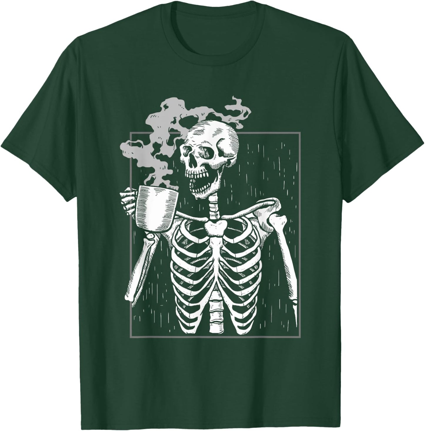 Funny Skeleton Drinking Coffee Caffeine Lover Coffee Brewer T-Shirt - T-Shirt | Forest