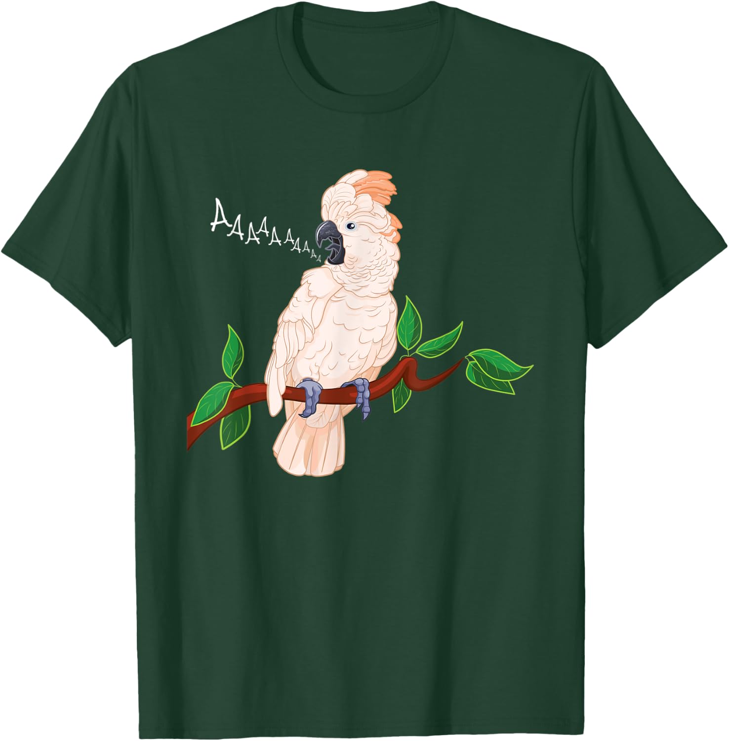 Moluccan Cockatoo on a Branch Screaming T-Shirt - T-Shirt | Forest