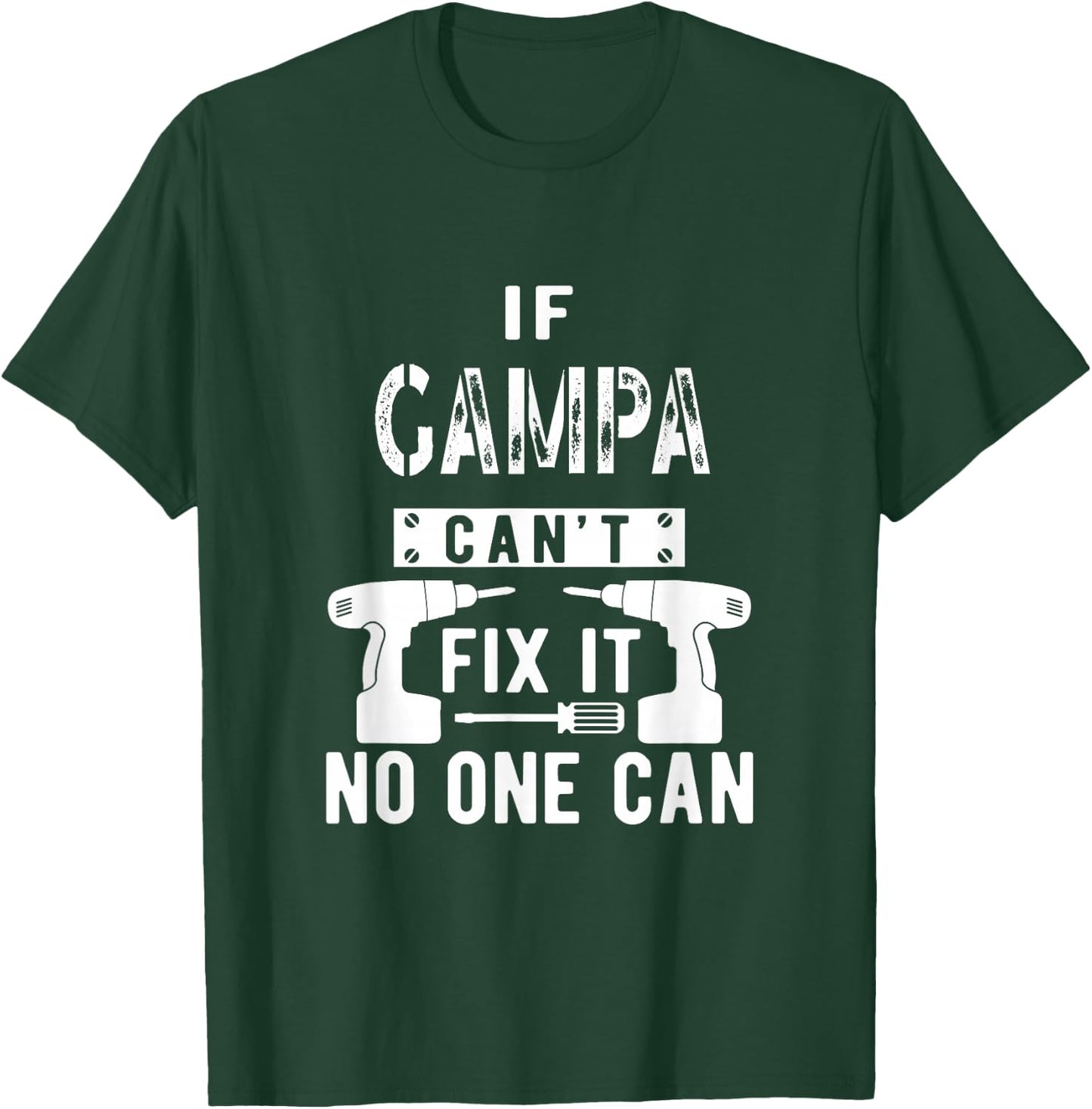 Unique Christmas Birthday Shop If Gampa Can't Fix It No One Can Grandpa Black Short Sleeve Classic Fit Polyester 100% Small T-Shirt - T-Shirt | Forest