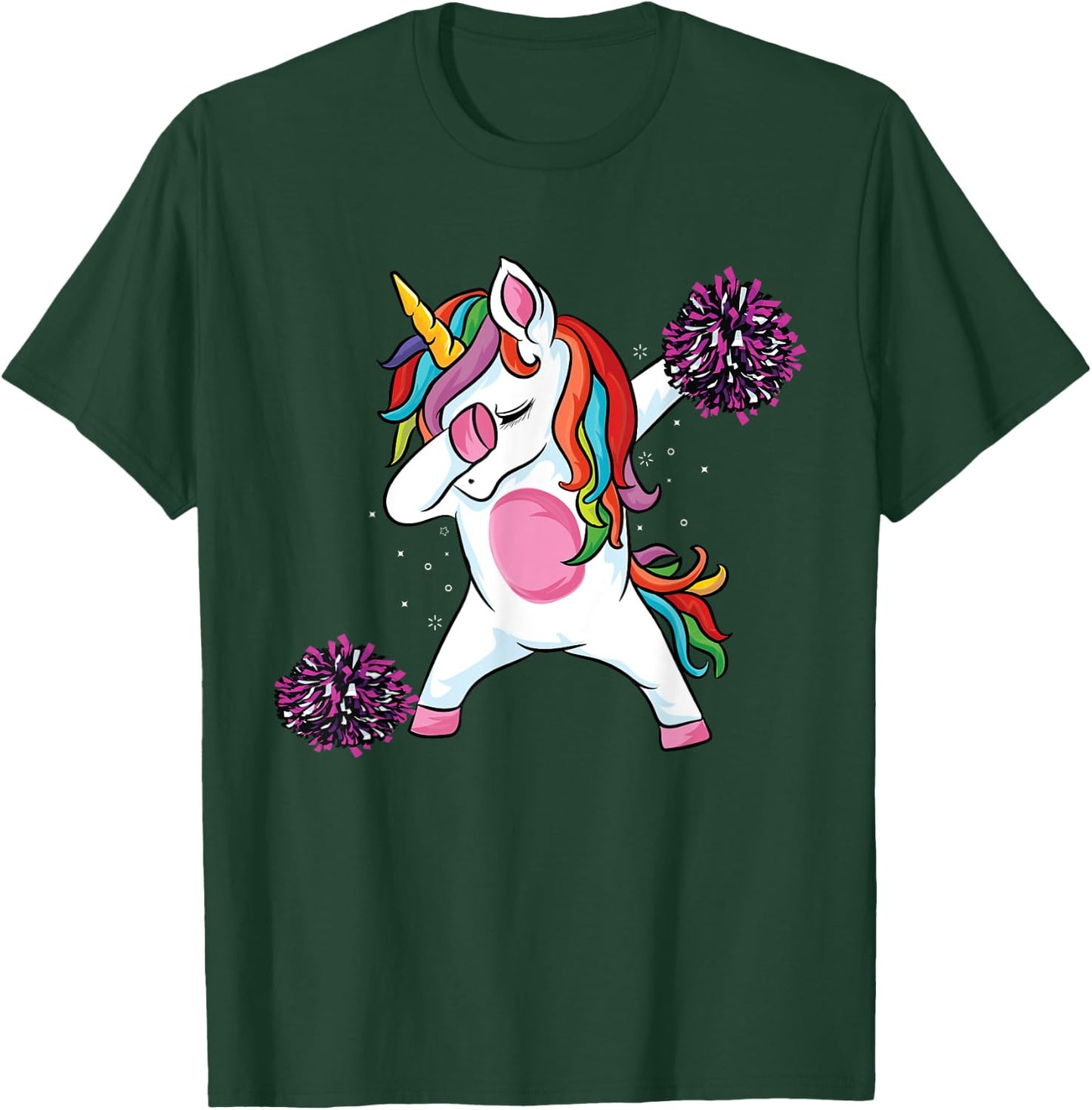 Magical dabbing unicorn cheer cute unicorn Cheerleading T-Shirt - T-Shirt | Forest