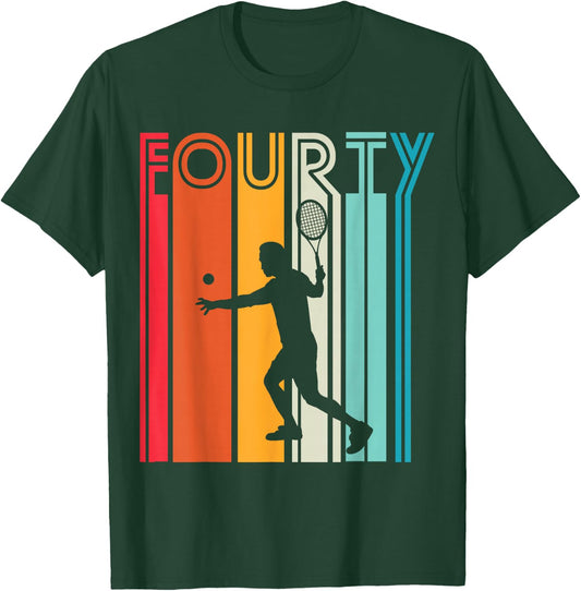 40. Birthday Gift Tennis Sport Retro Tennis Player T-Shirt - T-Shirt | Forest