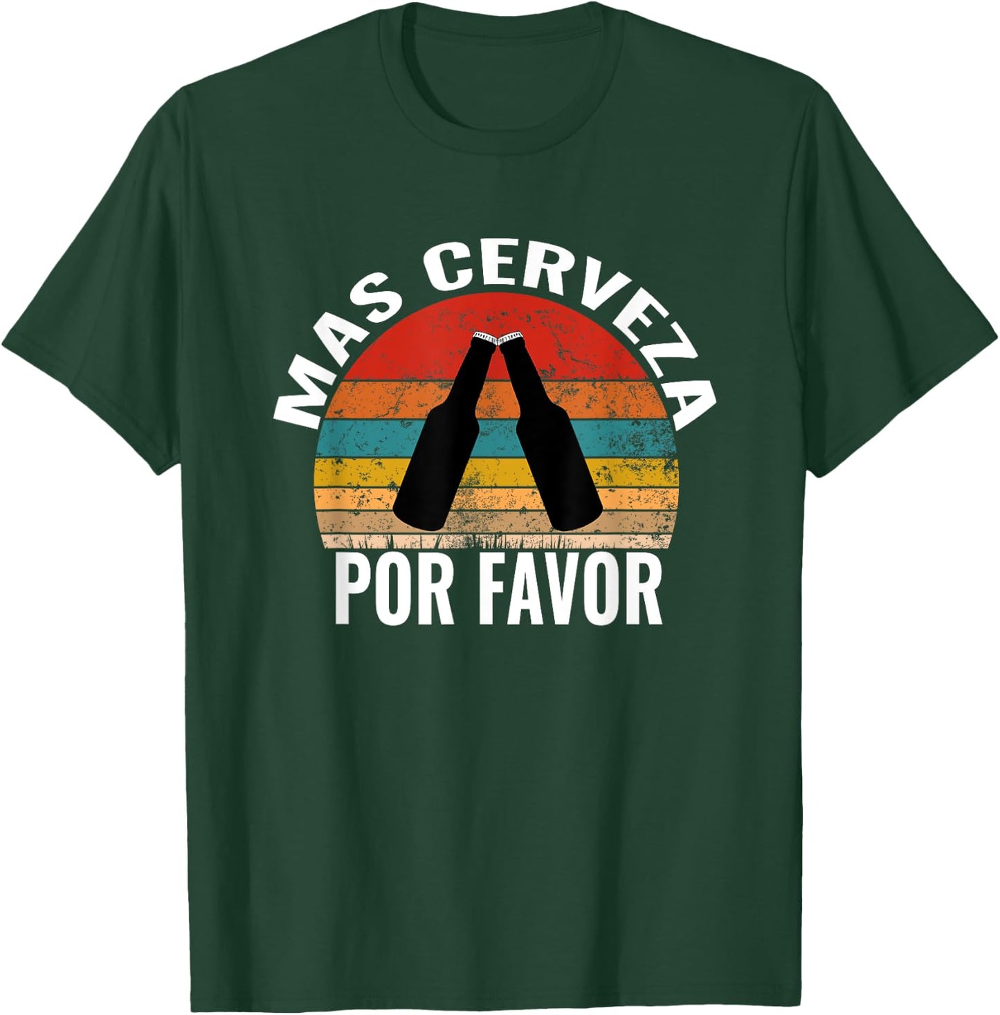 Mas Cerveza Por Favor Funny Vintage Spanish Beer Lover T-Shirt - T-Shirt | Forest